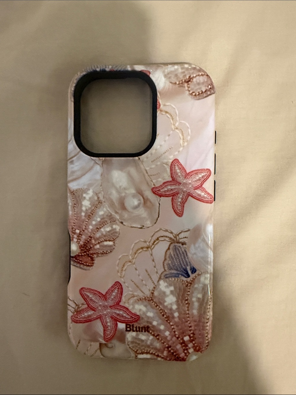 Blunt Pink Seashell Embroidered iPhone Case